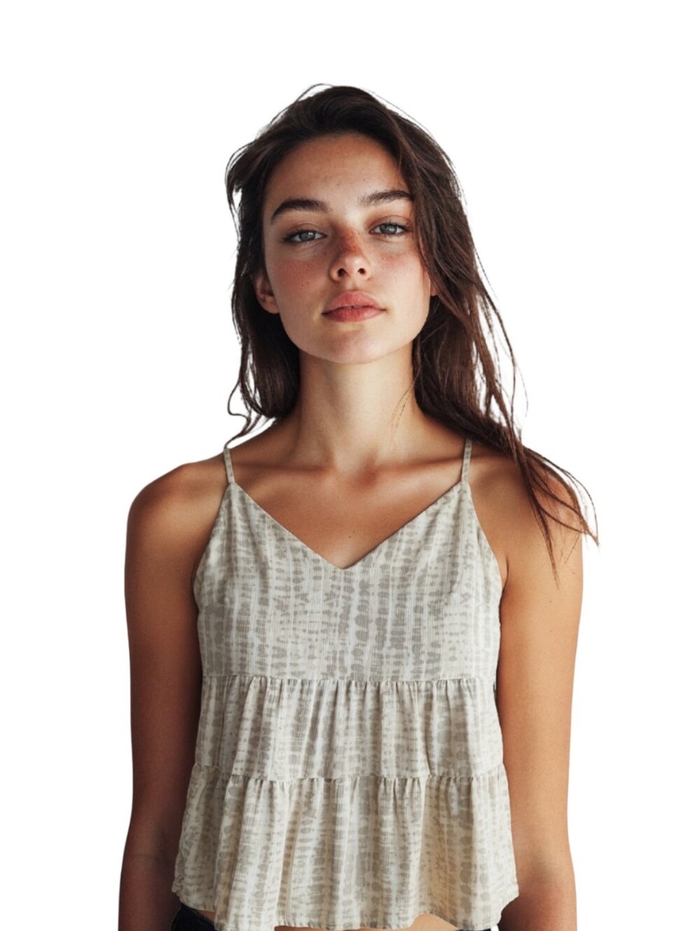Old Navy Snakeskin Tiered Tank Neutral Tones Size Medium - Picture 2 of 8